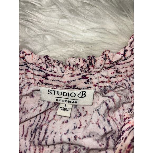 Studio B by Bobeau womens sz. L multicolor rayon blouse. Pretty, comfortable - Picture 4 of 9